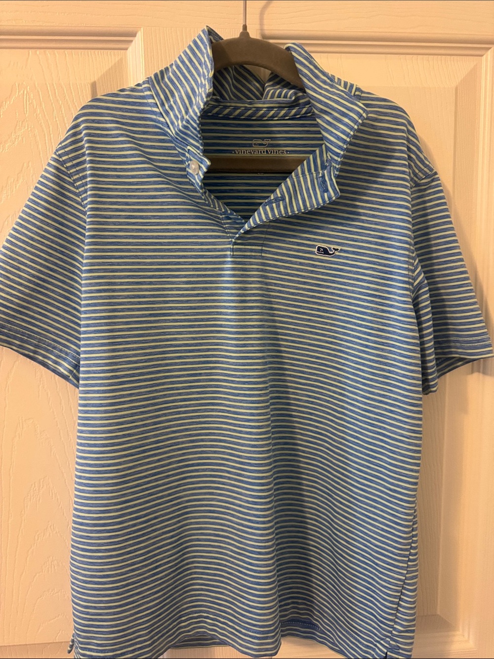 Vineyard Vines Light Blue & White Striped Kids Polo